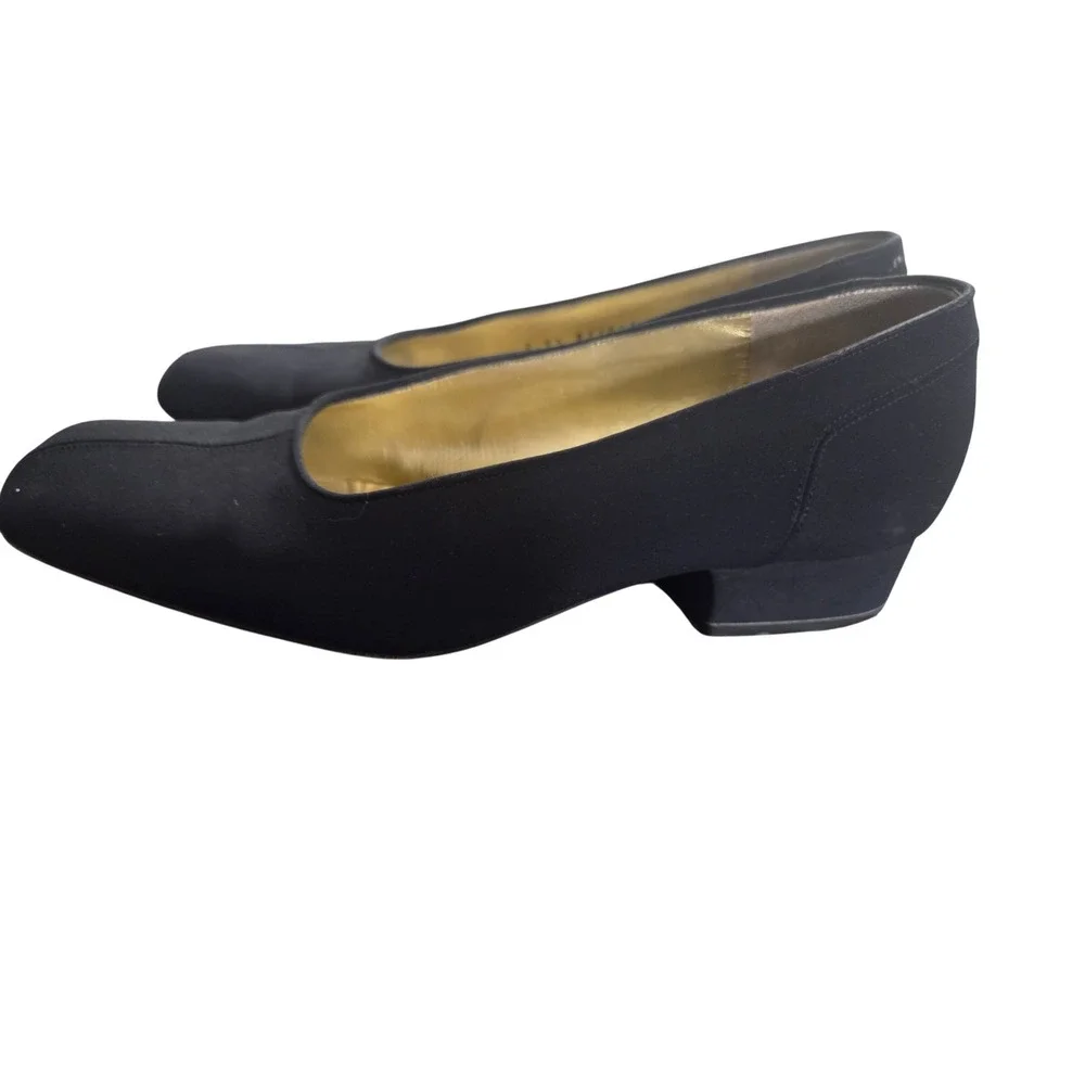 Bruno Magli Women Black Fabric Square Toe Block Heel‎ Made in Italy Shoes 6.5